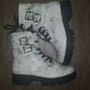 Marble Print Boots - New / Size 7 1/2